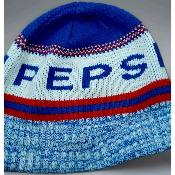 Vintage Pepsi Knit Beanie Hat Blue Red White Retro Winter Cap 80s 90s Style EUC - Picture 2 of 5